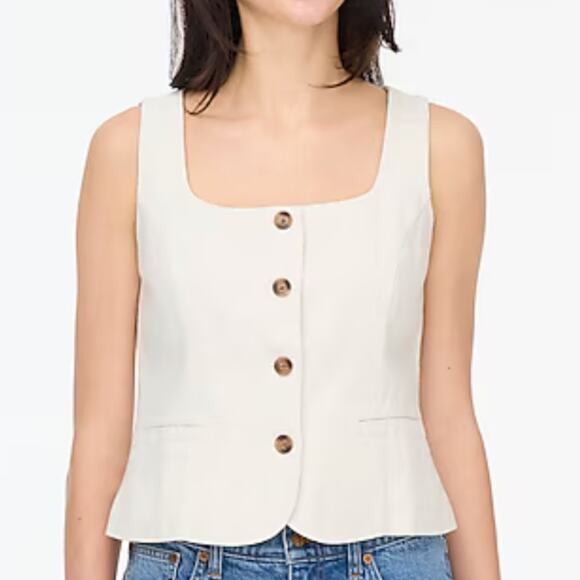 J. Crew Factory Tops - J. Crew Factory Squareneck Linen-blend Vest Top, Size 12